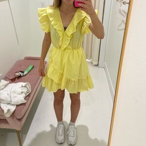 Strut and Bolt yellow ruffle mini dress